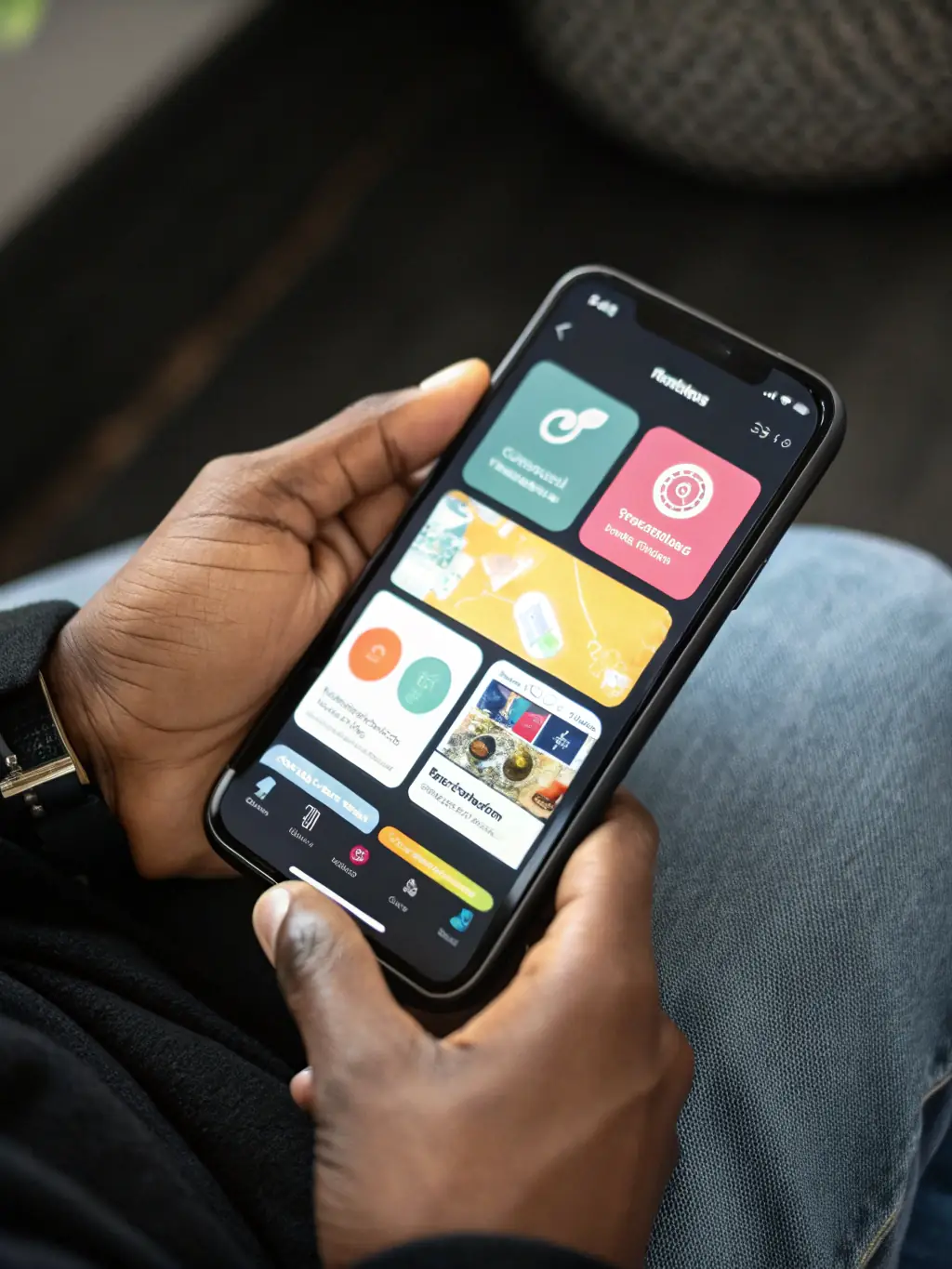 A professional, brightly lit studio shot of a modern smartphone displaying the Trading 212 app interface, highlighting its user-friendly ISA account management features.